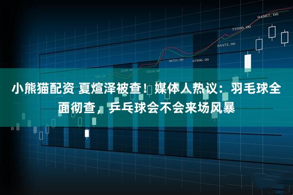 小熊猫配资 夏煊泽被查！媒体人热议：羽毛球全面彻查，乒乓球会不会来场风暴